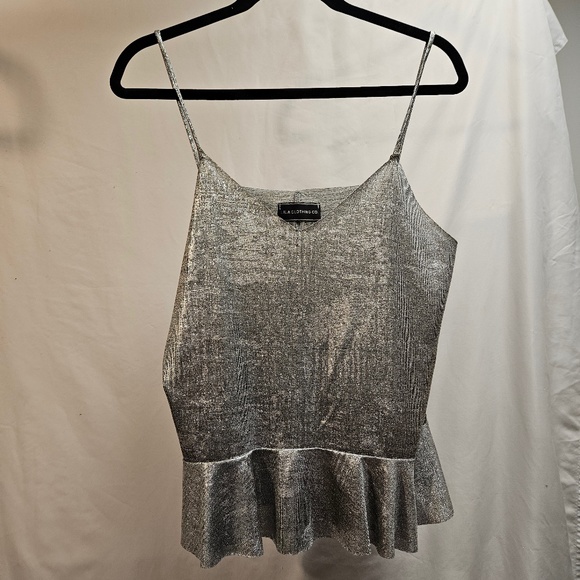 2for$20 silver shiny sparkly party tank NWT Lila Clothing Co spaghetti strap LG - Picture 1 of 6